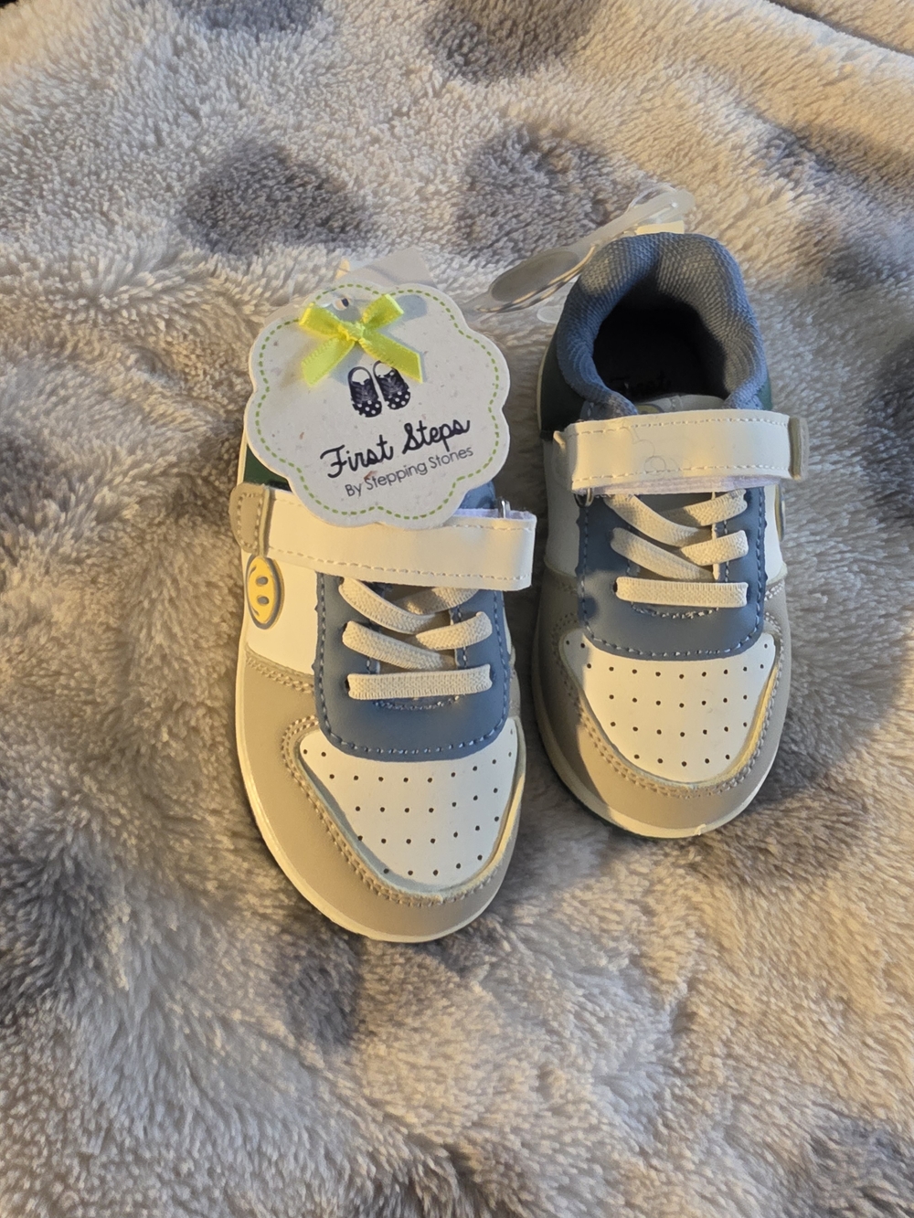First Steps Kids Blue and White Sneakers